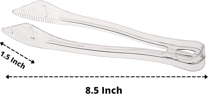 PARTY BARGAINS 8.5″ Clear Plastic Serving Tongs 12-Pack – Heavy-Duty Disposable & Reusable Kitchen Tongs for Parties BBQ Buffet Salad Appetizers Catering