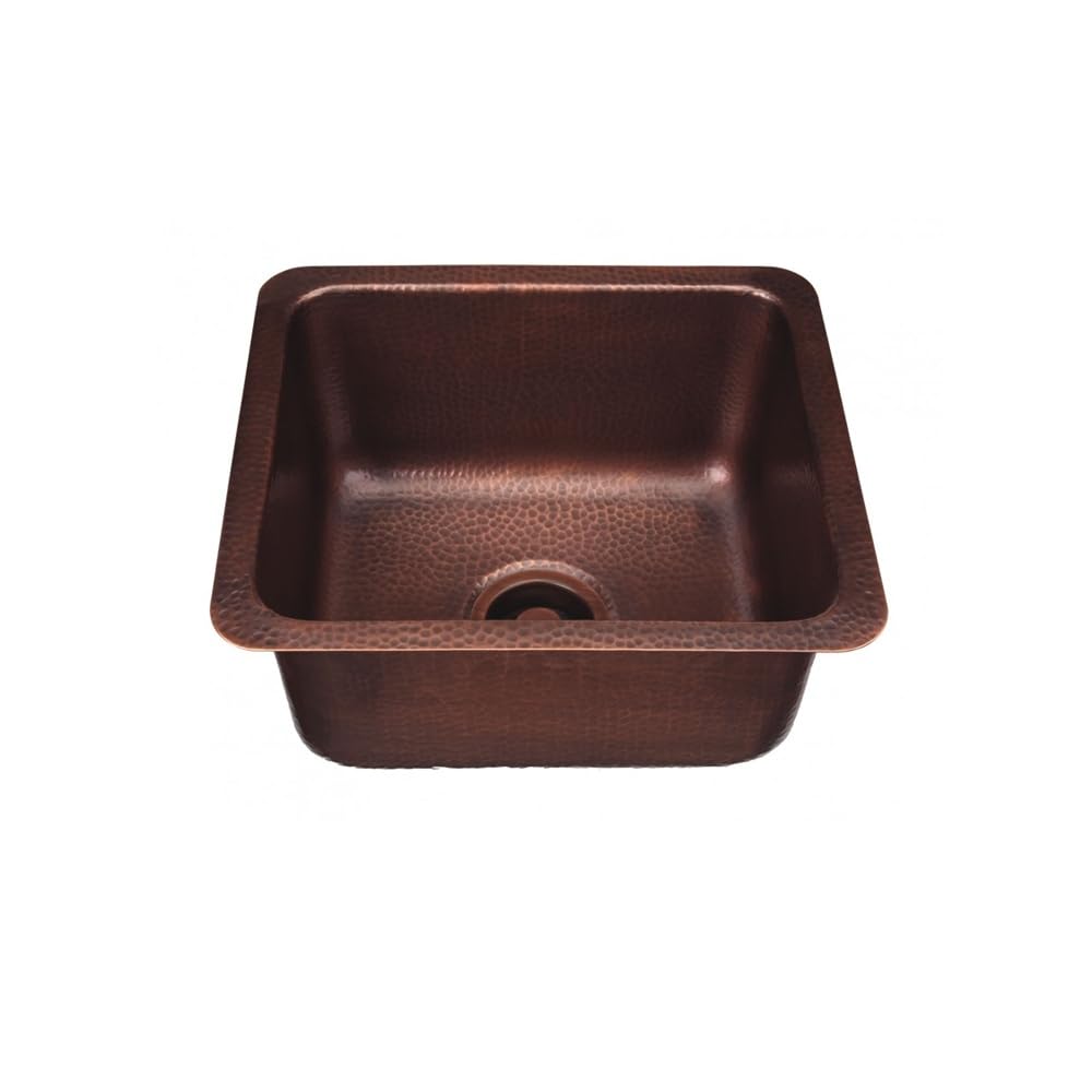 Thompson Traders – Rivera Dual Mount Bar Sink, 17 x 15 in, Hammered Antique Copper