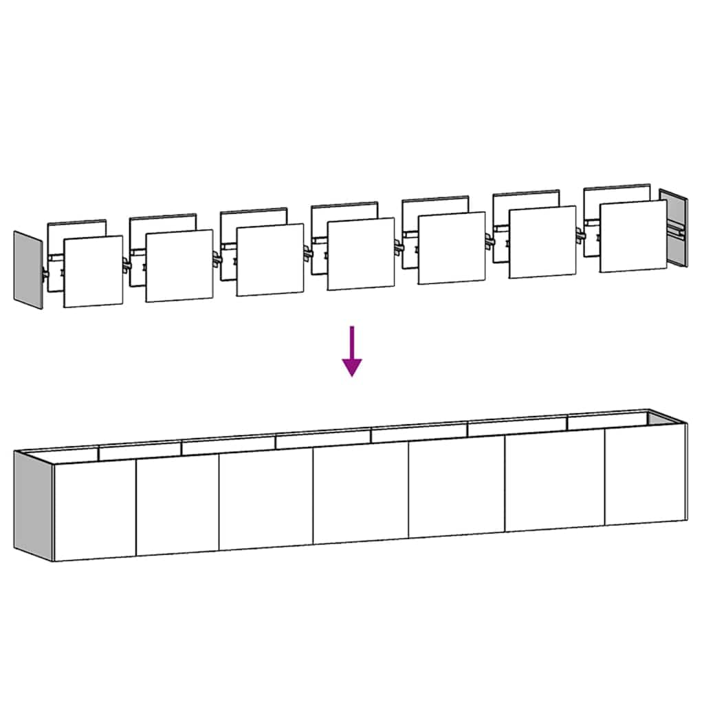 Favemtsl Large Rectangular Raised Planter Box 110.2 x 15.7 x 15.7 in Cold-Rolled Steel Matte Black Outdoor Raised Garden Bed Open Bottom for Balcony Patio Flowers Veggies