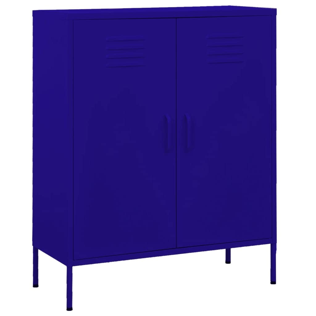 mtlskopl Navy Blue Steel Storage Cabinet with Height-Adjustable Shelves & Lockable Doors 13.8 x 31.5 x 40 in Powder-Coated Finish Modern Organizer for Living Room Home Office Garage