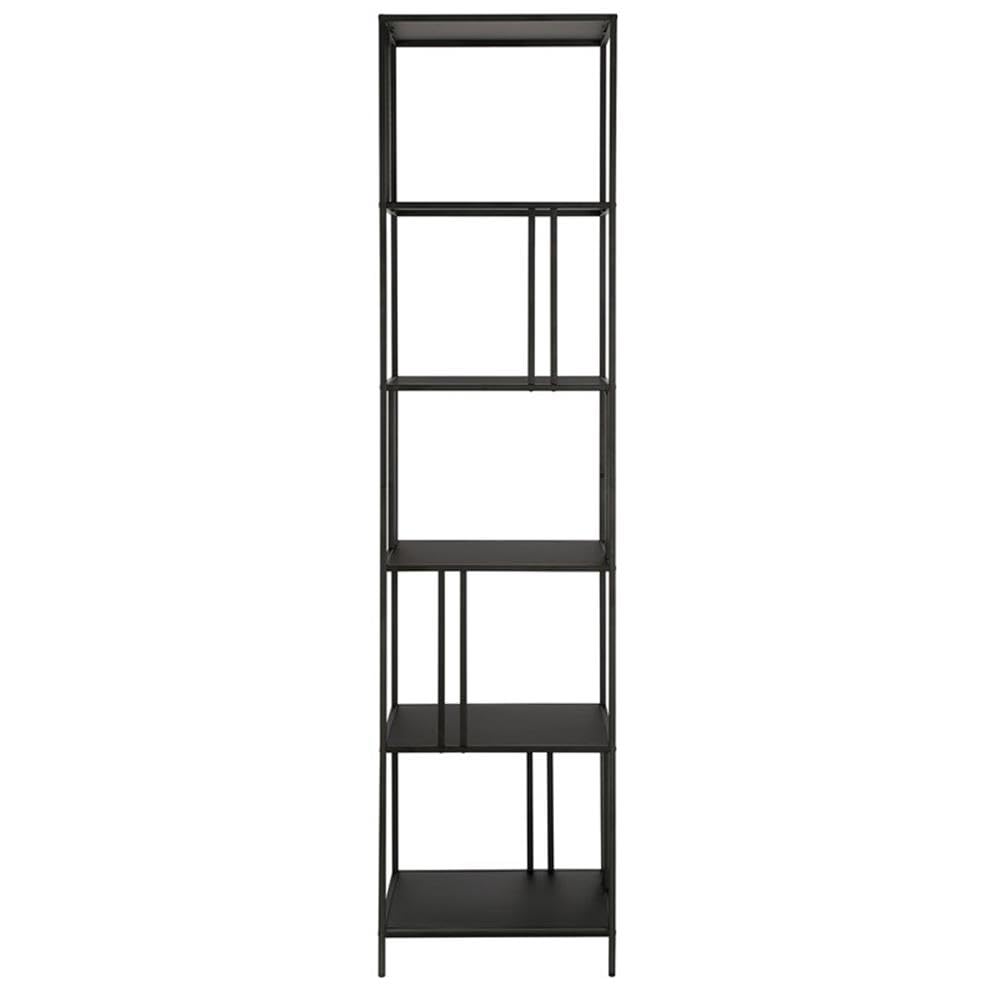 Henn&Hart 18" Wide Rectangular Bookcase in Blackened Bronze, for Home Office, Living Room