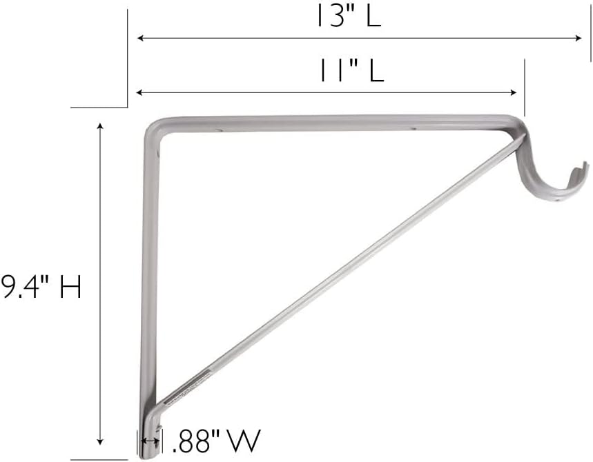 Design House 182725 Steel Shelf Rod Bracket for Closet Storage Shelf, Pack of 3, White