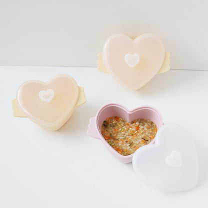JOONIE Lovely Heart Shaped Food Storage Containers, Microwave Silicone Steamer for Baby (Vanilla, Large 700ml)