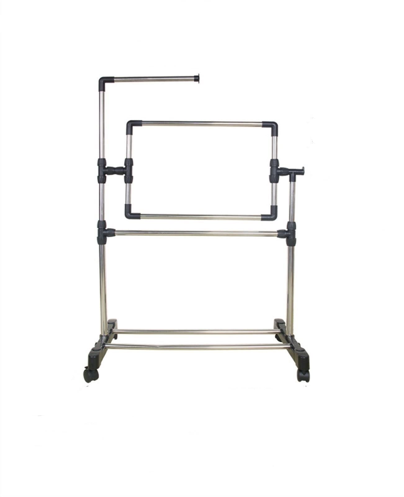 Stainless Steel Adjustable Height Embroidery Stand Cross Stitch Frame,360 Degrees Rotatable Wooden Floor Tabletop Tapestry Frame Craft Stand,Standing Lap Table for A