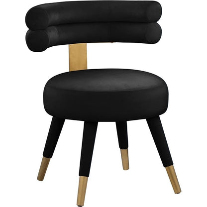 Meridian Furniture 747Black-C Fitzroy Collection Velvet Upholstered Dining Chair with Deep Channel Tufted Back, Set of 2, Black, 24.5" W x 22" D x 32.5" H