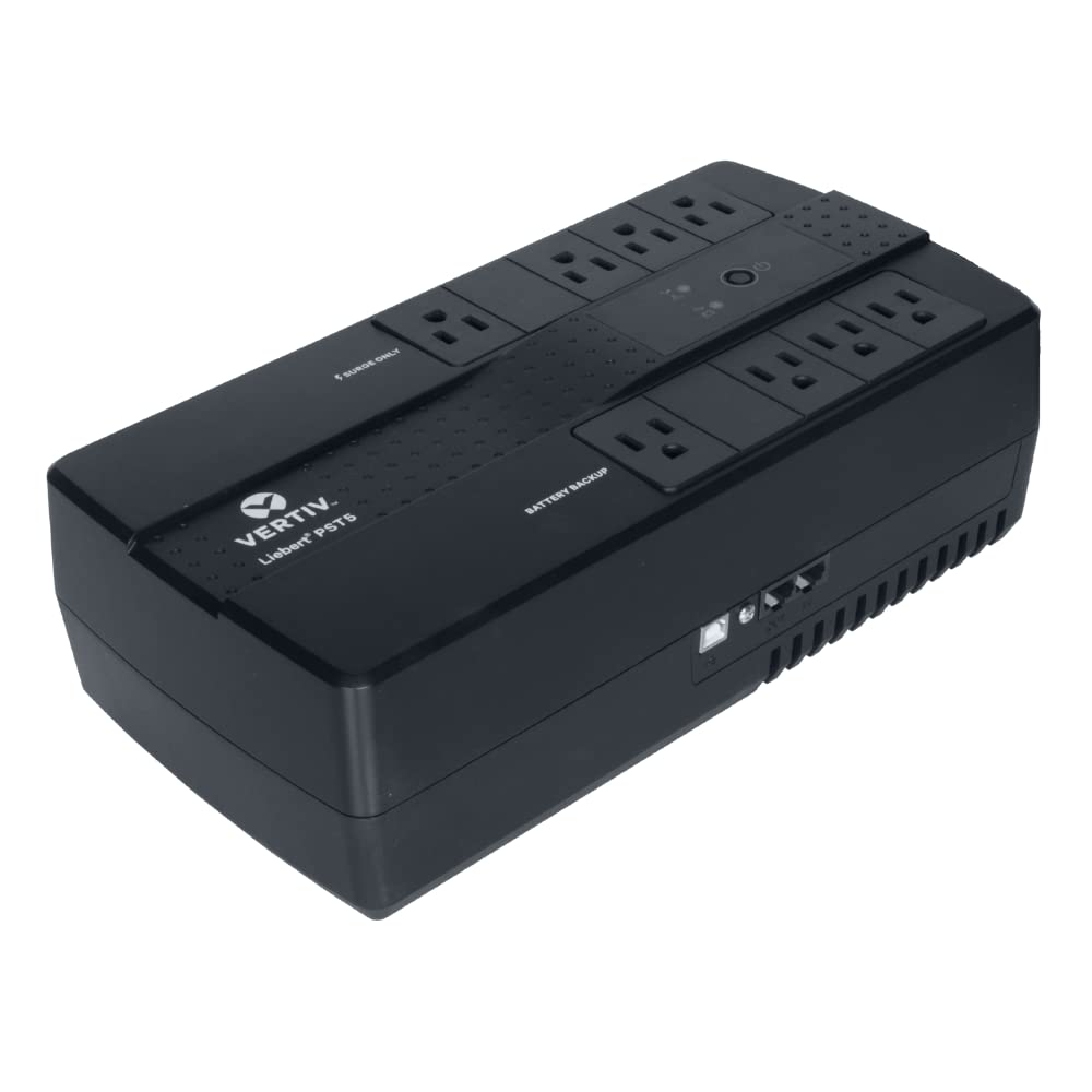 Vertiv Liebert PST5 UPS - 500VA/300W 120V Standby Power, 8 Outlets, Battery Backup with Surge Protection, Energy Star Certified, 3 Year Warranty, Free Software for Controlled Shutdown (PST5-500MT120)