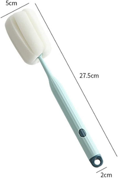 AKOAK Sponge Cleaning Brush 1 Pack, Plastic Handle Baby Bottle Brush, 360 Degree Rotation, Light Blue Household