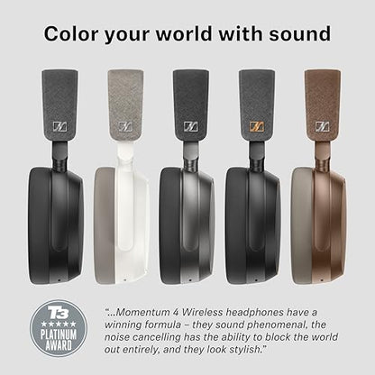 Sennheiser Momentum 4 Wireless Noise Cancelling Headphones - Bluetooth Headset for Crystal-Clear Calls with Adaptive Noise Cancellation, Over-Ear Headphones, 60h Battery Life, Folding Design, Black