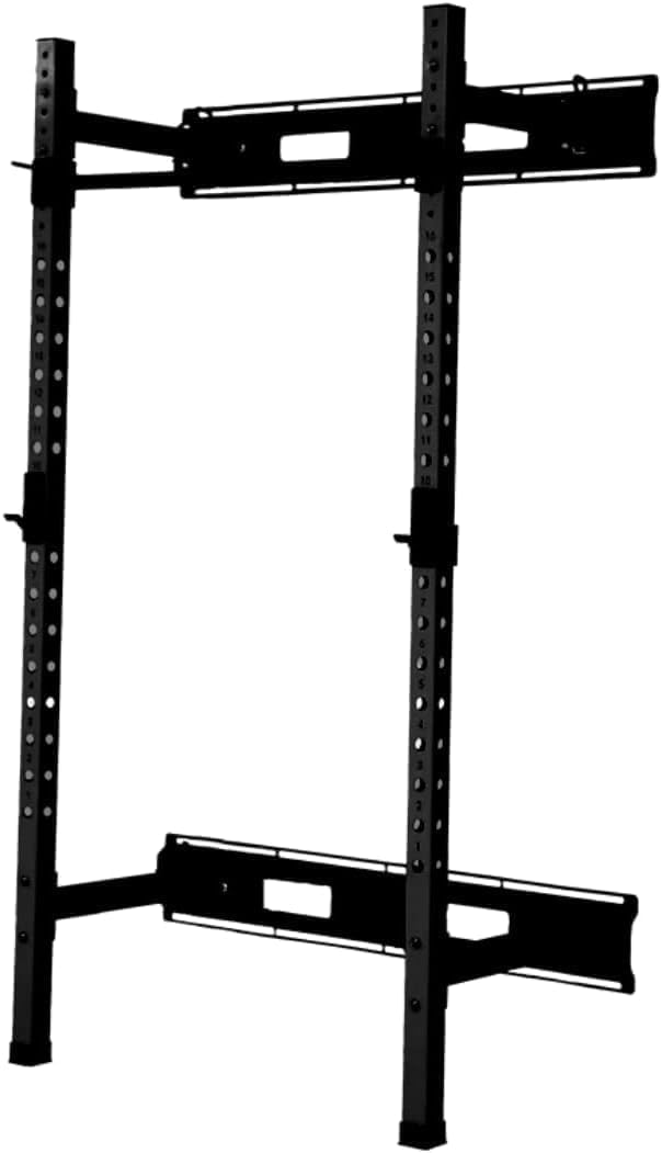 Fitvids Steel Folding Wall Mounted Power Rack Cage with Attachment Accessories - J Hooks and Height Adjustable Pull Up Bar