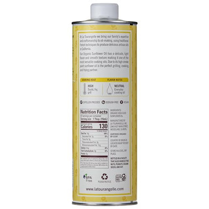 La Tourangelle, Organic Canola Oil, Expeller-Pressed Non-GMO Canola Seeds, Pesticide and Chemical Free, High Heat Neutral Cooking Oil, 16.9 Fl Oz