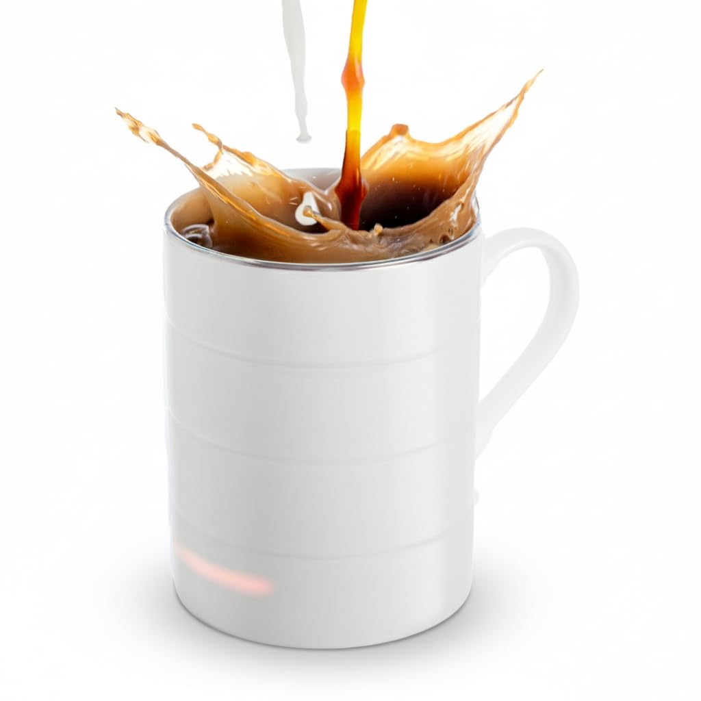 Glowstone Smart Heated Coffee Mug with Wireless Charging Base Self-Heating Made from Fine Bone China Electric Coffee Mug and Self Heating Mug Keeps Drinks Hot Stay Hot Electric Coffee Mug (White)
