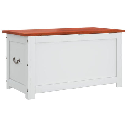 MNISDFL Brown and White Solid Acacia Wood Storage Chest with Gas Lift Lid, 43.3 x 21.7 x 22.4 in Retro Chic Design for Living Room Bedroom Hallway, Multi-Purpose Organizer