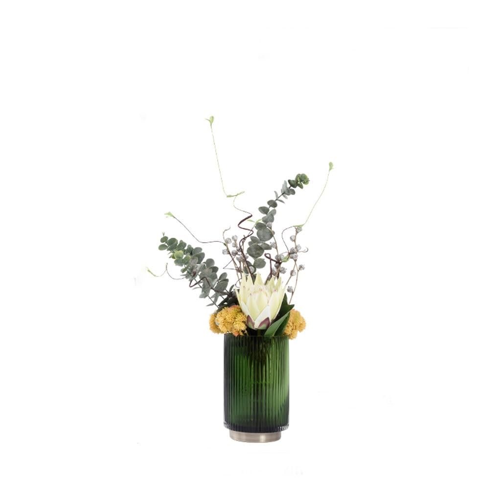 Simulation Tree Potted Plant Nordic Light Luxury Simulation Flower Art Decoration Living Room Dining Table Negotiating Table Glass Bottle Flower Arrangement Decoration Artificial Bonsai Tree(B)