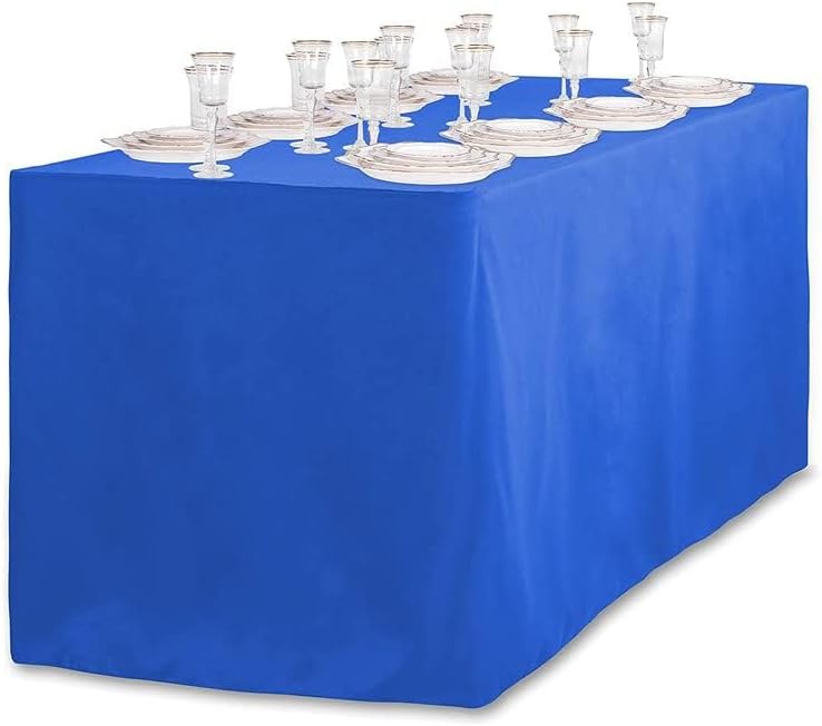 BEEKAY 1 8 3 96" Inch 30" Inch Pc Feet Royal Blue Fitted Open Back Rectangular Sided Table Cloth X Polyester Washable