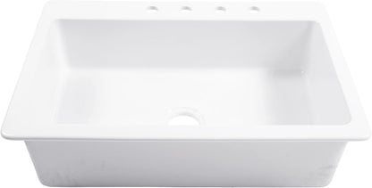 Sinkology Jackson Crisp White Fireclay Drop-In Kitchen Sink - 33 Inch Single Bowl - SureFire Fireclay Won't Chip, Crack, or Stain - 4-Hole - Sinkology Everyday Warranty - Fits 36 Inch Cabinet