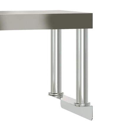 Stainless Steel Kitchen Work Table with Overshelf and Wheels, 43.3 x 21.7 Inch Commercial Prep Station for Restaurant, Home, Garage, Utility Cart