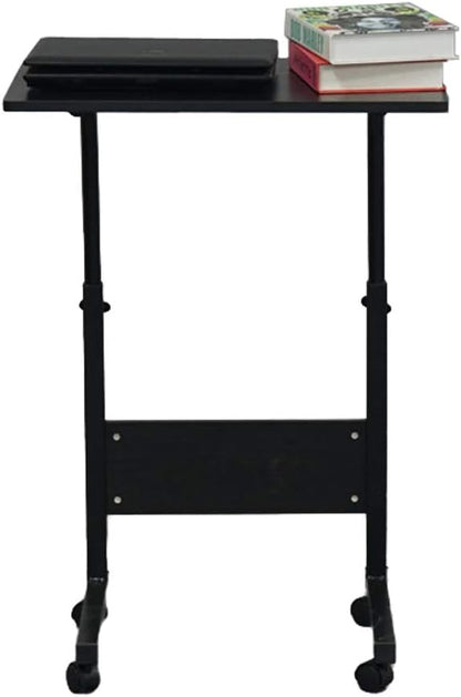23.6 inch Karl home Small Side Mobile Table Computer Desk with Wheels Height Adjustable Rolling Potable Laptop Cart