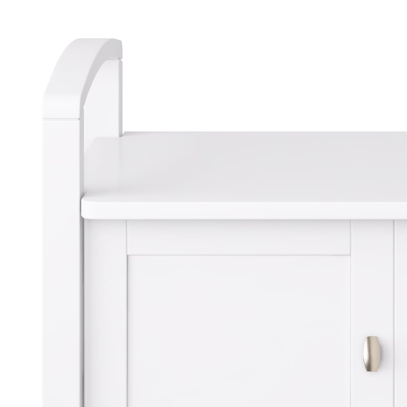 SIMPLIHOME Warm Shaker Entryway Storage Bench - 44 inch Wide Solid Wood Storage Seat in White, Transitional Bench Seat for Mudroom or Living Room with Lift-Up Lid and Shaker-Style Panels