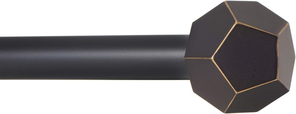 Ivilon Drapery Treatment Window Curtain Rod - 1 inch Faceted Hexagonal Pole, 16 to 28 Inch, Antique Black