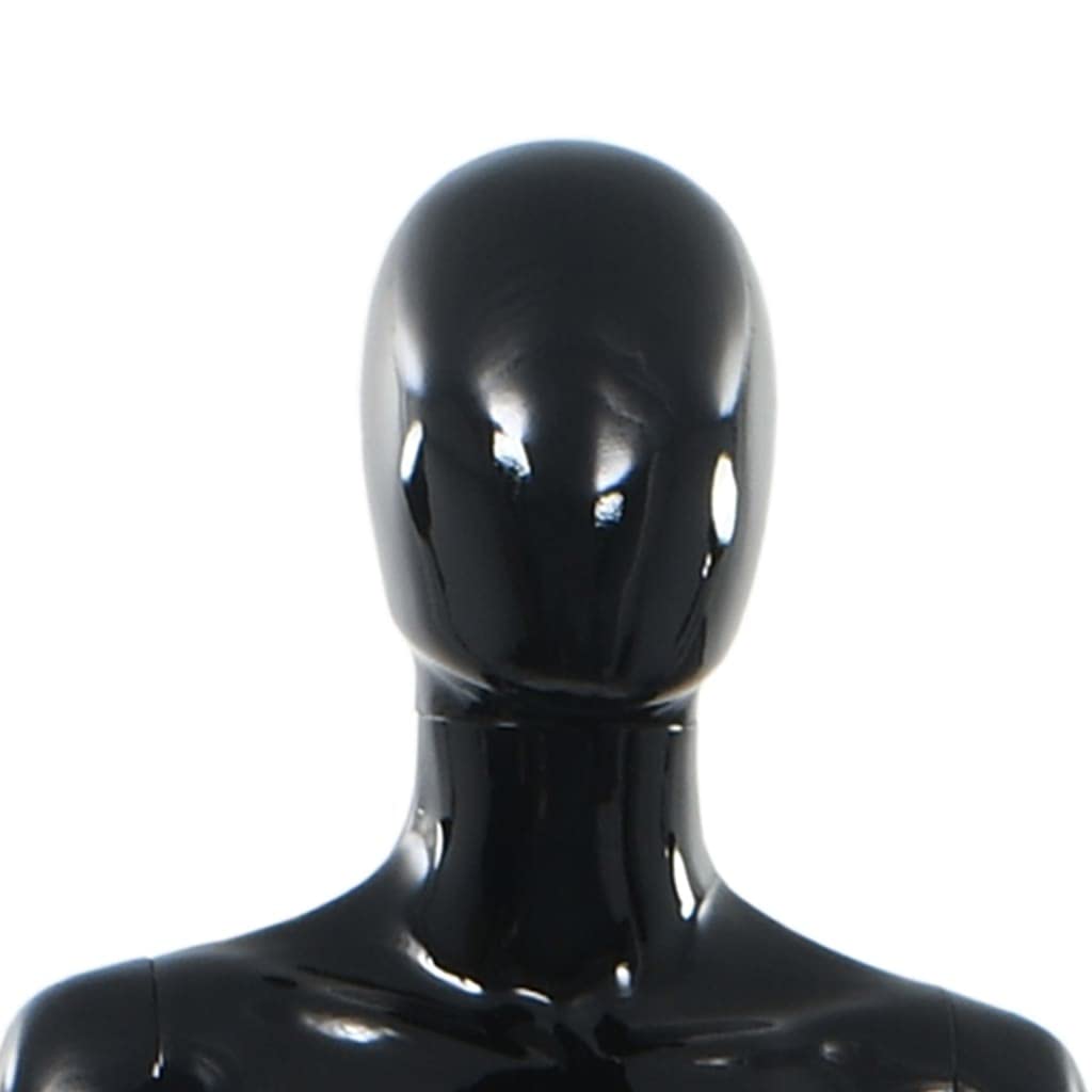 Full Body Female Mannequin, Glossy Black Retail Display Form for Clothing, Wigs, and Shoes, Adjustable Poseable Parts with Sturdy Glass Base, 68.9 Inch