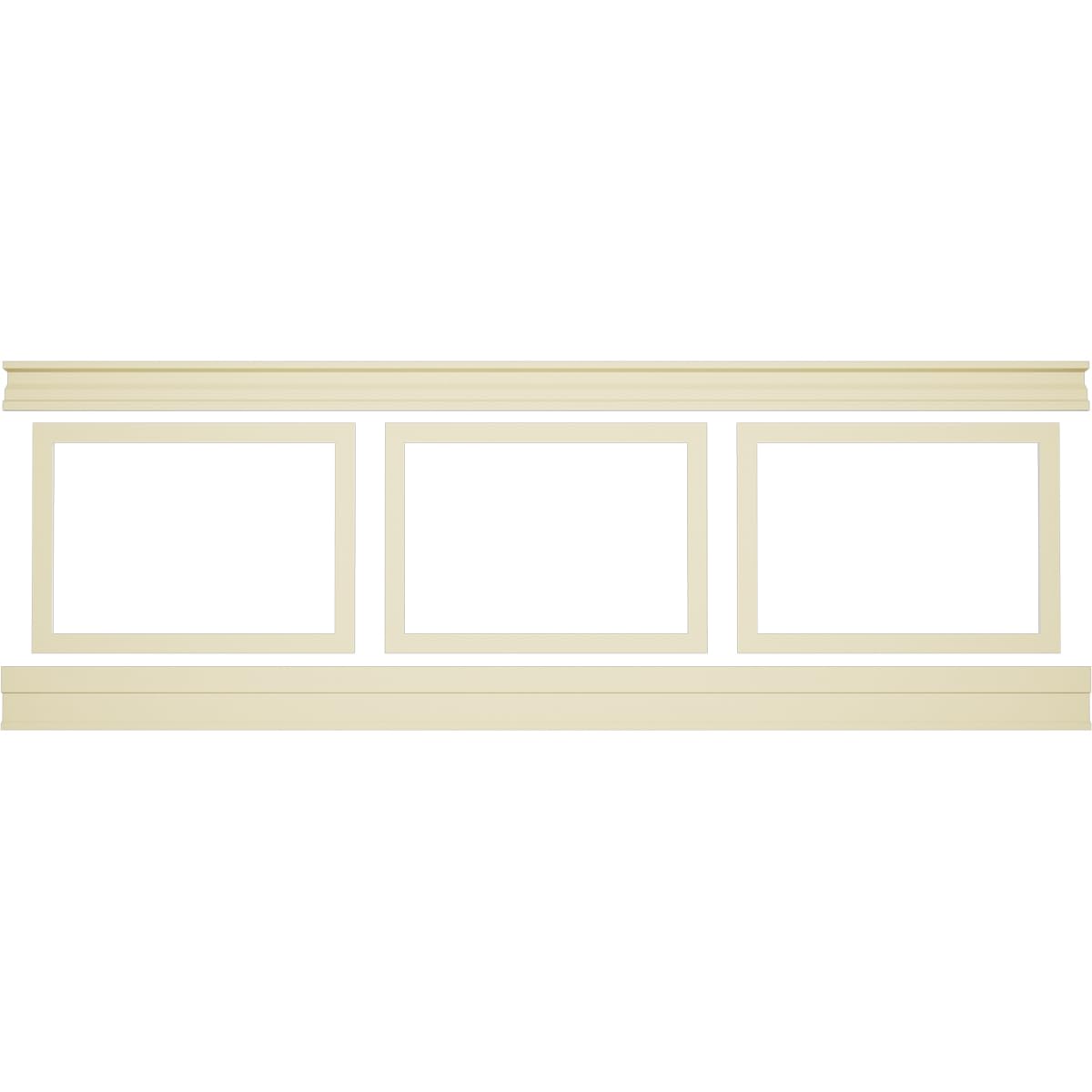WPKUSQ101P032 94 1/2"L (Adjustable 32"H to 36"H) Ashford Square Panel Traditional Wainscot Paneling Kit