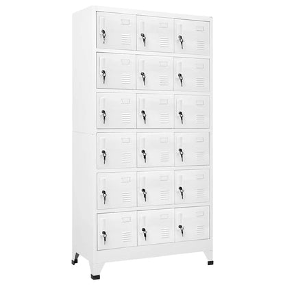 FMPGJLYH 18-Door Industrial Metal Locker Cabinet, Large Vertical Storage Organizer for Office, Gym, and School, Matte Gray Steel Storage Unit 35.4W x 15.7D x 70.9H