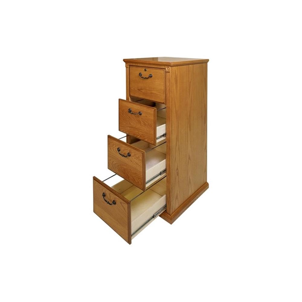 BOWERY HILL Transitional 24.5" D Wood Filing Cabinet with Legal-Sized 4 File Drawers, Lockable Top Drawer, for Small Office or Home Office in Natural Finish