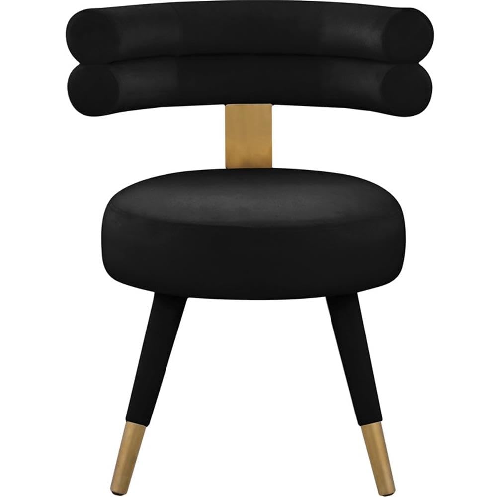 Meridian Furniture 747Black-C Fitzroy Collection Velvet Upholstered Dining Chair with Deep Channel Tufted Back, Set of 2, Black, 24.5" W x 22" D x 32.5" H