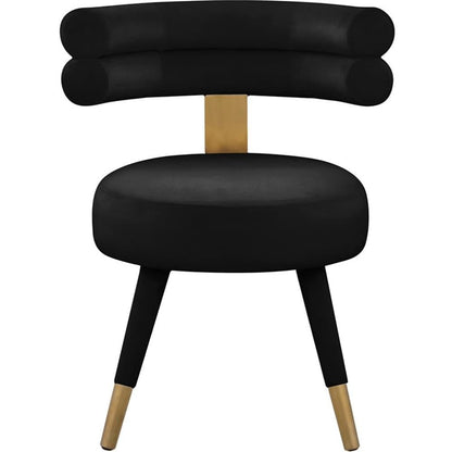 Meridian Furniture 747Black-C Fitzroy Collection Velvet Upholstered Dining Chair with Deep Channel Tufted Back, Set of 2, Black, 24.5" W x 22" D x 32.5" H