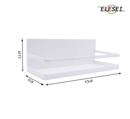 ELESEI Magnetic Spice Rack Refrigerator Side Magnetic Spice Rack Kitchen Magnetic Shelf Magnetic Fridge Shelf Perfect Space Saver for Kitchen/Apartment 2 Pack (White)