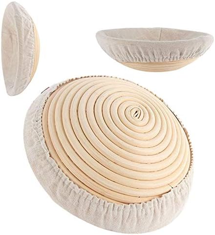 ChefCD 9 Inch Round Bread Proofing Basket Set - Cloth Liner, Bowl Scraper, Smoother for Home & Professional Bakers