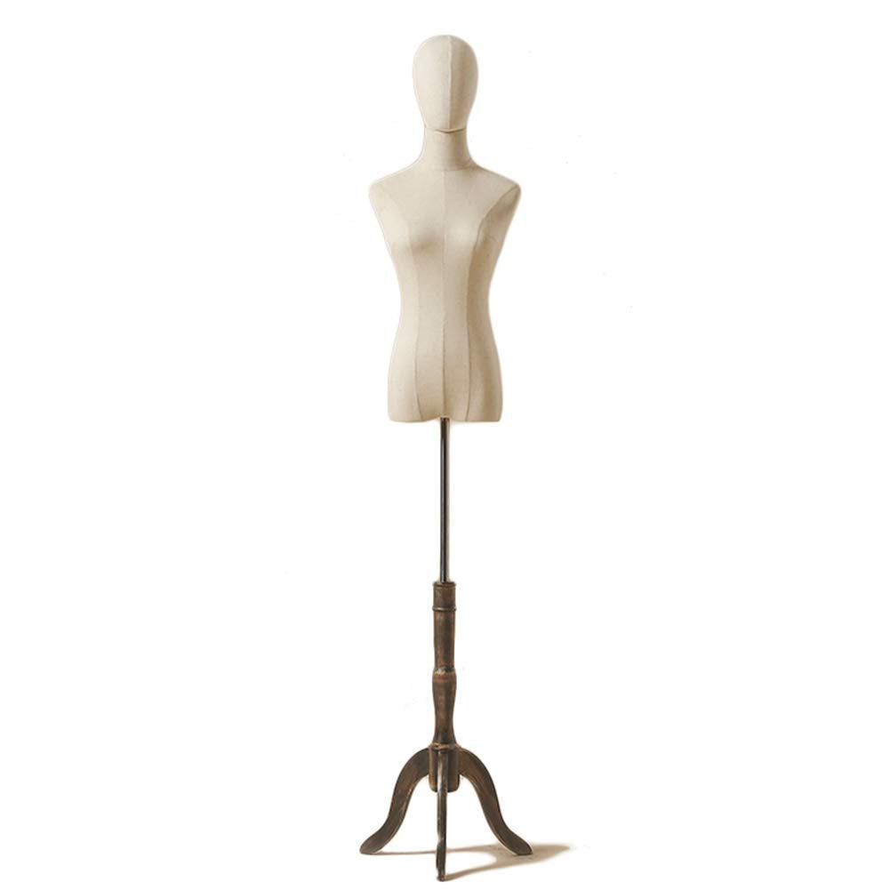 Premium Female Mannequin Display Head Turns Torso Maniki Dress Form with Adjustable Tripod Stand,for Clothing Model Display,Without Arms M