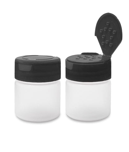 ljdeals 1 oz Plastic Spice Jars with Black Flip & Sift Caps – 12 Pack Empty Spice Bottles for Herbs, Seasonings, Powders, Camping, Travel, Kitchen, Restaurant Use – BPA-Free, Recyclable, Made in USA