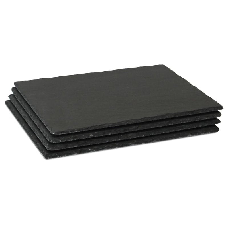 GDYIHANG 15 x 10 inch 4-piece set of slate cheese board, natural black slate cooked food board, dining tray, display blackboard, used for sushi, parties, gifts, meat, appetizers, laser engraving.