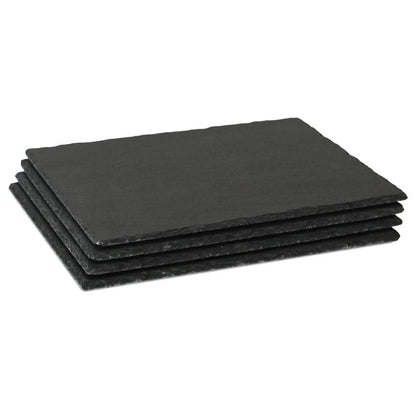 GDYIHANG 15 x 10 inch 4-piece set of slate cheese board, natural black slate cooked food board, dining tray, display blackboard, used for sushi, parties, gifts, meat, appetizers, laser engraving.