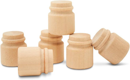 7/8 inch, Pack 100 Unfinished Wood Jar of Dollhouse Miniatures, Decorative Mini Honey Jar or Wooden Mason Jars