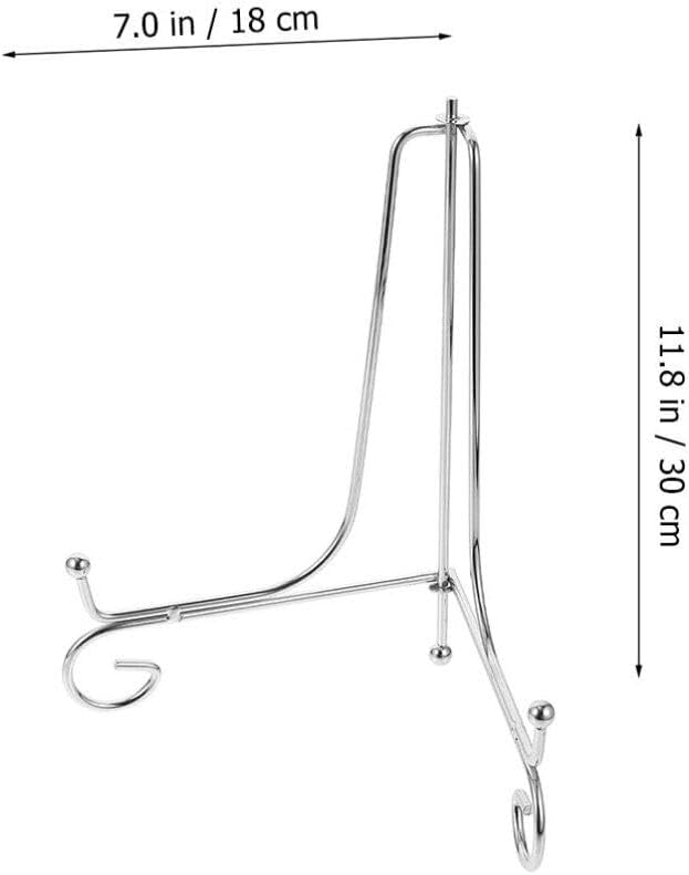 HOMSFOU Iron Plate Stand, Silver Easel Display Holder for Picture Frame, Photo Showing Rack