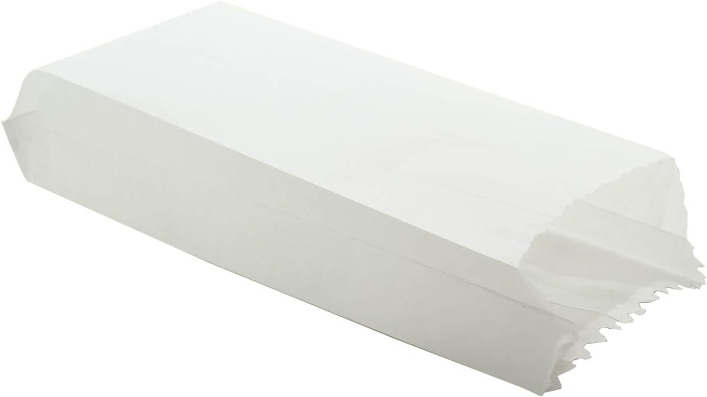 Non-Waxed Glassine Paper Bags, Pack Of 100, 9.8x5.5x3 Inch Gussetted White Food Grade Storage Pouches