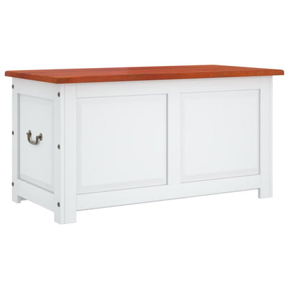 MNISDFL Brown and White Solid Acacia Wood Storage Chest with Gas Lift Lid, 43.3 x 21.7 x 22.4 in Retro Chic Design for Living Room Bedroom Hallway, Multi-Purpose Organizer