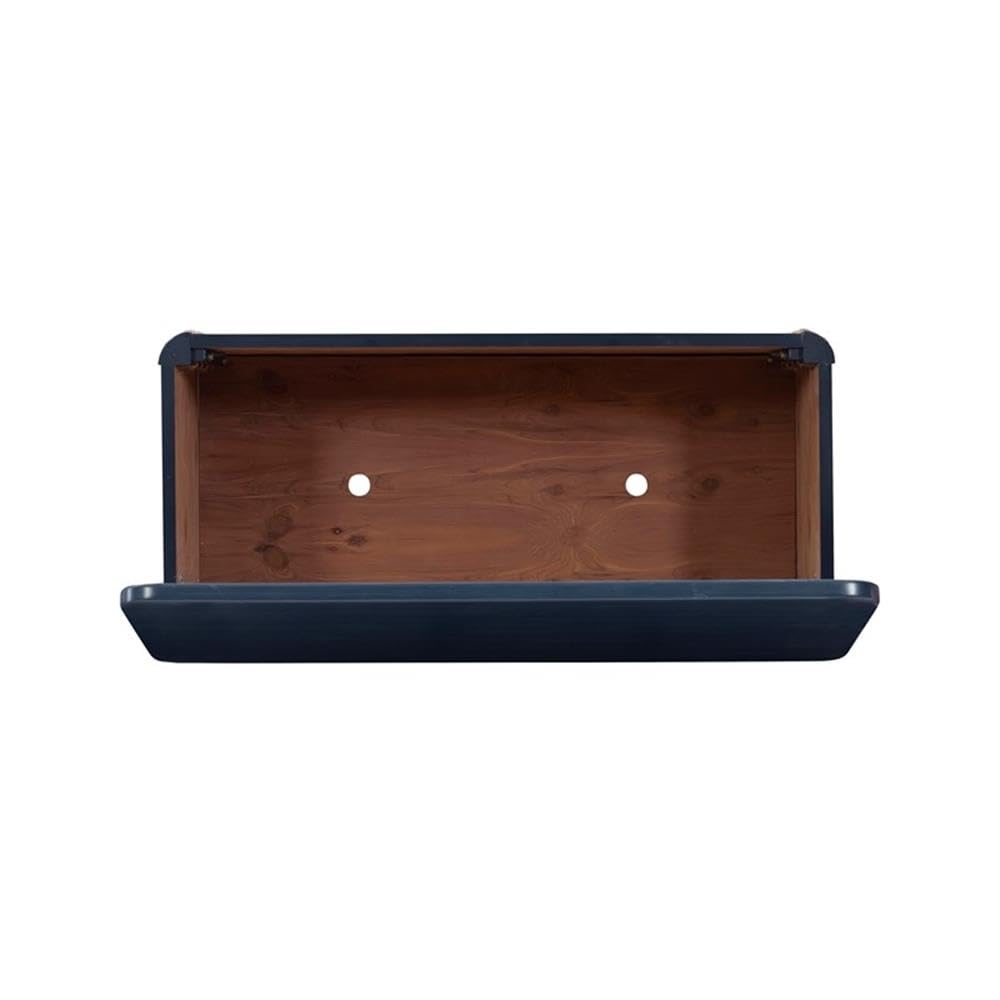 BOWERY HILL Modern Wood Rope Storage Chest, 38" L x 18" D x 18" H, Cedar Lined, Blue Finish, Paneled Design with Rope Trim, Versatile for Blanket Storage, Seating, or Coffee Table Use