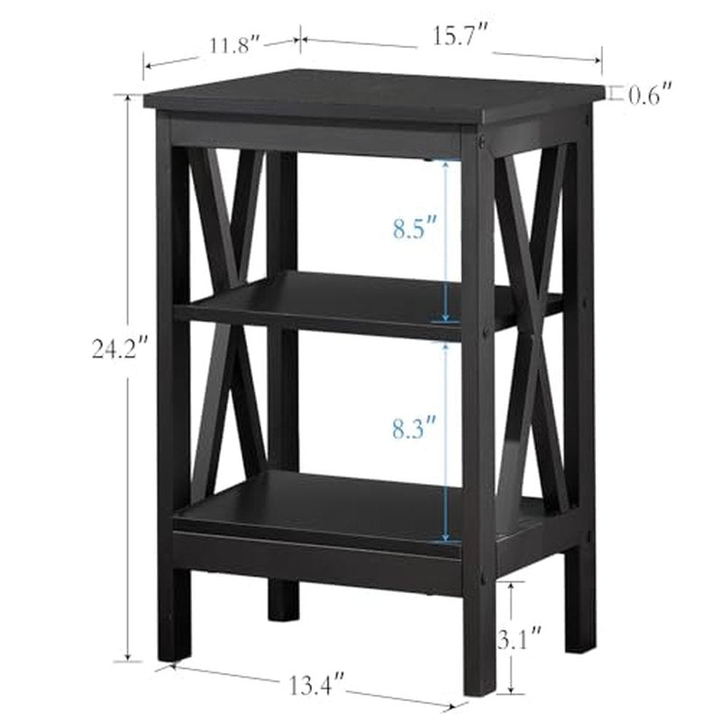 VECELO Modern Nightstands X-Design Side End Table Night Stand with Storage Shelf for Bedroom,Living Room,