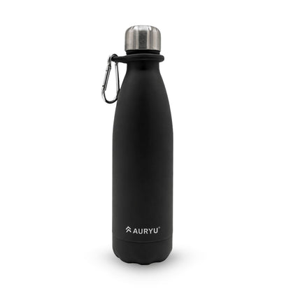 Auryu Best in Class Triple-Walled Insulated Stainless Steel Water Bottle, Keeps your Drinks Cold for up to 24 Hours and Hot for up to 12 Hours, Leak Proof, Make a Difference in the World, Black, 17oz
