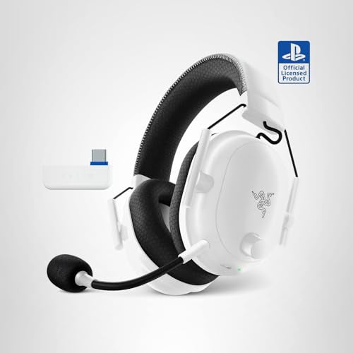 Razer BlackShark V2 Pro Wireless PlayStation Gaming Headset: 50mm Drivers - Super Wideband Mic - Noise Isolating Earcups - For PS5, Nintendo Switch 2, PC, Mac - Bluetooth, USB-C - 70hr Battery - White