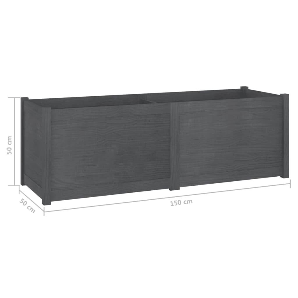 Foknhdi 59.1 x 19.7 in Solid Pinewood Raised Garden Bed, Grey Rectangular Outdoor Planter Box, Large Flower Pots for Patio, Terrace, Backyard Herb Garden