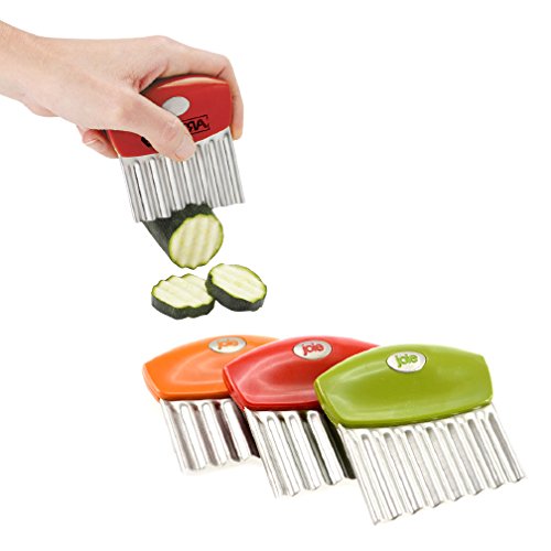 Joie Crinkle Cutter Kitchen Knife for Vegetables, Stainless Steel Blade, Colors May Vary