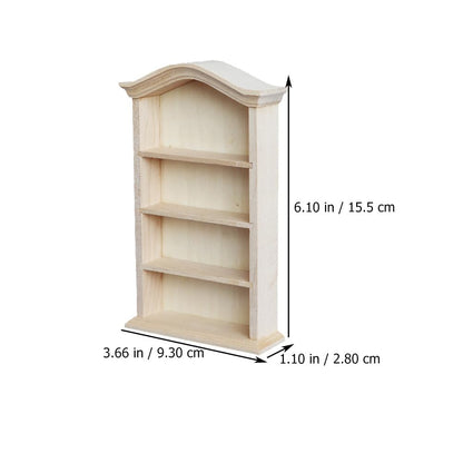 Dollhouse Wooden Bookshelf, 1/12 Mini Furniture Doll Display Case Miniature Cabinet Shelf Fairy Scene Bookcase Dollhouse Accessories