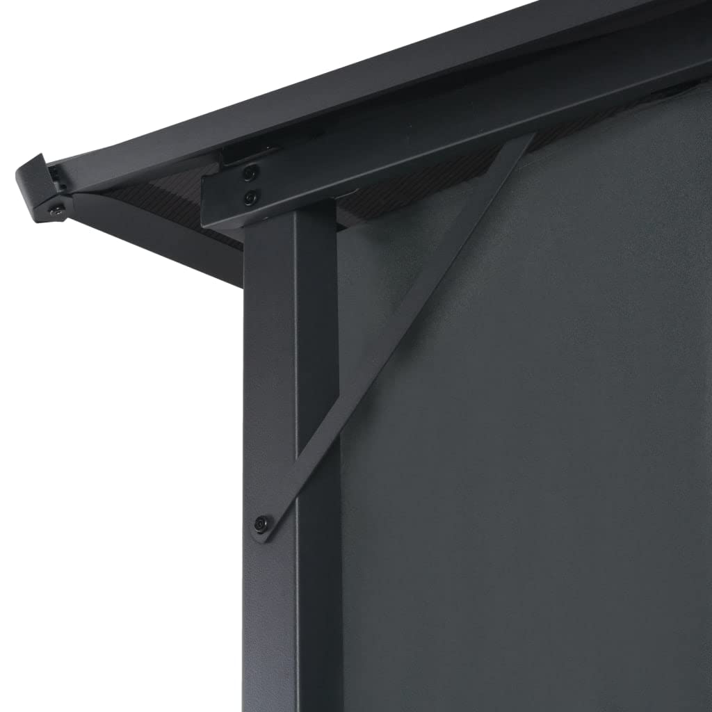 hliofuir 9.8'x9.8' Outdoor Gazebo with Curtains Black Aluminum Hardtop Pavilion with PC Board Roof for Patio Backyard Garden BBQ and Family Gatherings Sturdy Metal Frame