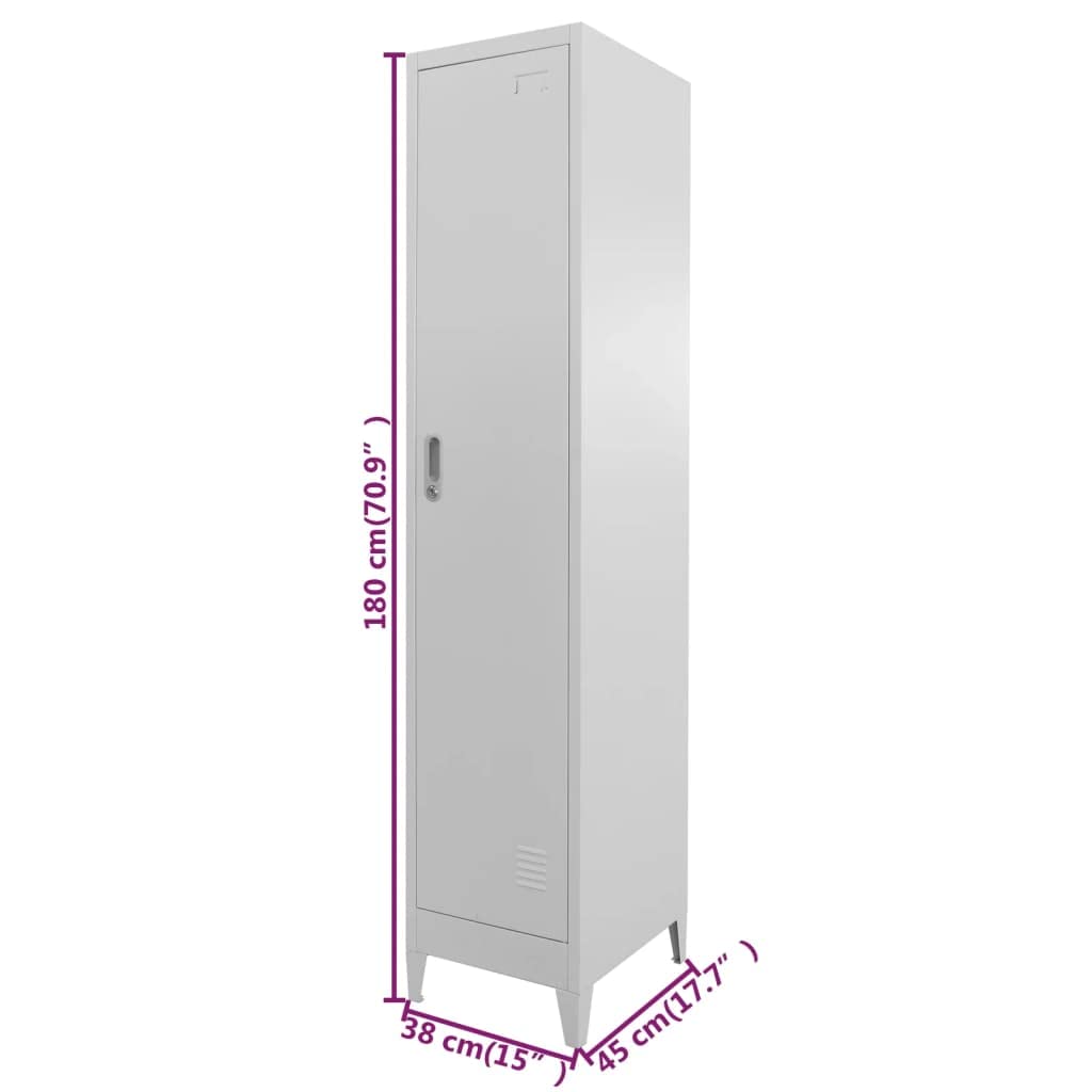 IBUQDDV Industrial Grey Steel Large Locker Cabinet Rectangular Storage for Office, Utility Room, and Sports Changing Rooms with Secure Cam Lock and Keys, Durable Metal Build, Ample