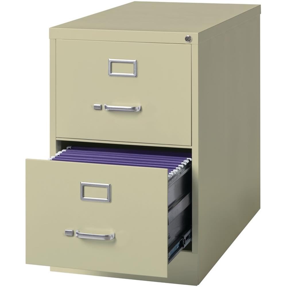 Pemberly Row 26.5" D Metal Vertical Filing Cabinet, Legal Width, 2 Drawer, Putty Finish, Durable Commercial Grade Steel, Lockable Office Storage for Files, Fully Assembled