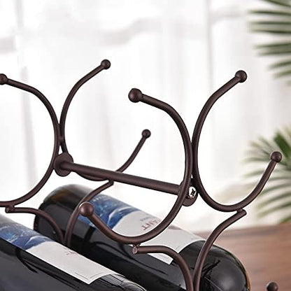 Wine Rack for Countertop, Stainless Steel Metal Storage Shelf for Pantry Cabinet, Holds 6 Bottles, Black
